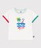 Babies' short-sleeved patterned cotton T-shirt white