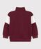 Children's plain colourblock shawl collared cotton sweatshirt red/ecru