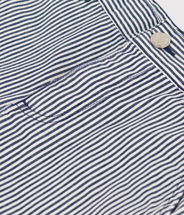 Boys' Stripy Cotton Trousers blue/white