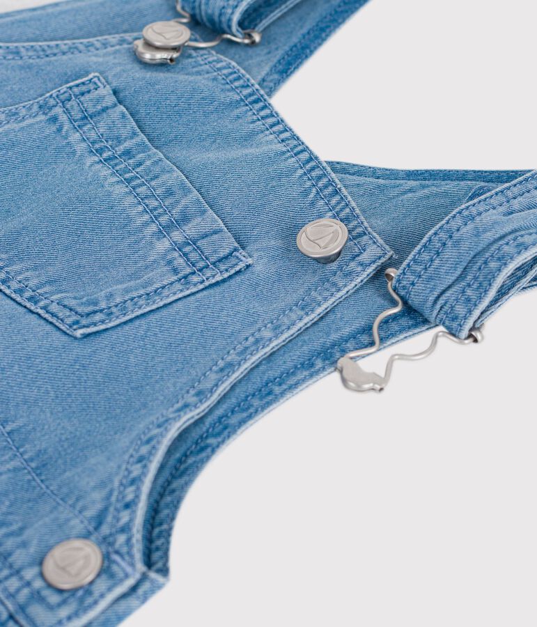 Babies' short lightweight denim dungarees blue