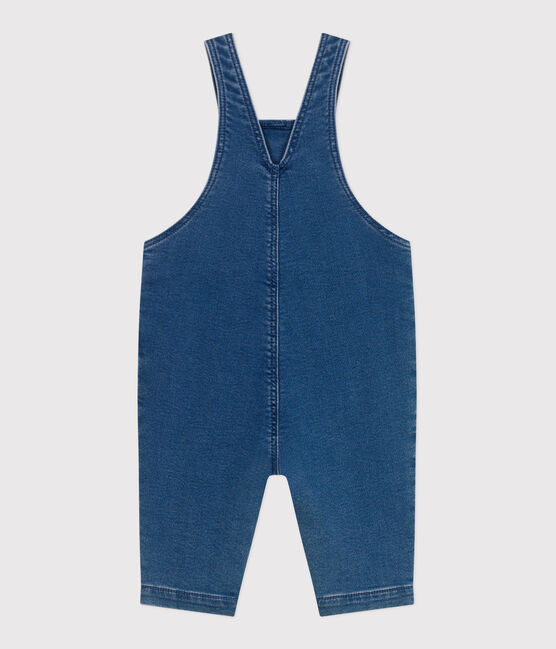 Babies' long-leg elastane denim dungarees BLEU DELAVE blue
