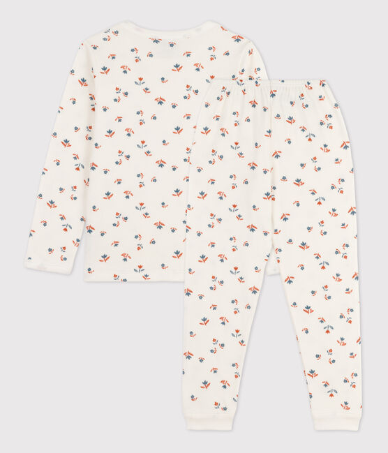 Girls' Floral Tube Knit Pyjamas MARSHMALLOW white/MULTICO white