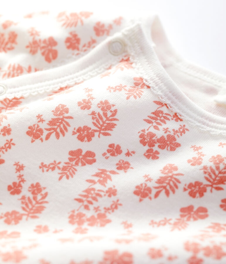 Babies' Organic Cotton Sleepsuit white/pink
