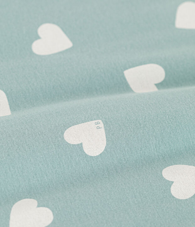 Heart Themed Cotton Sleeping Bag green/ecru