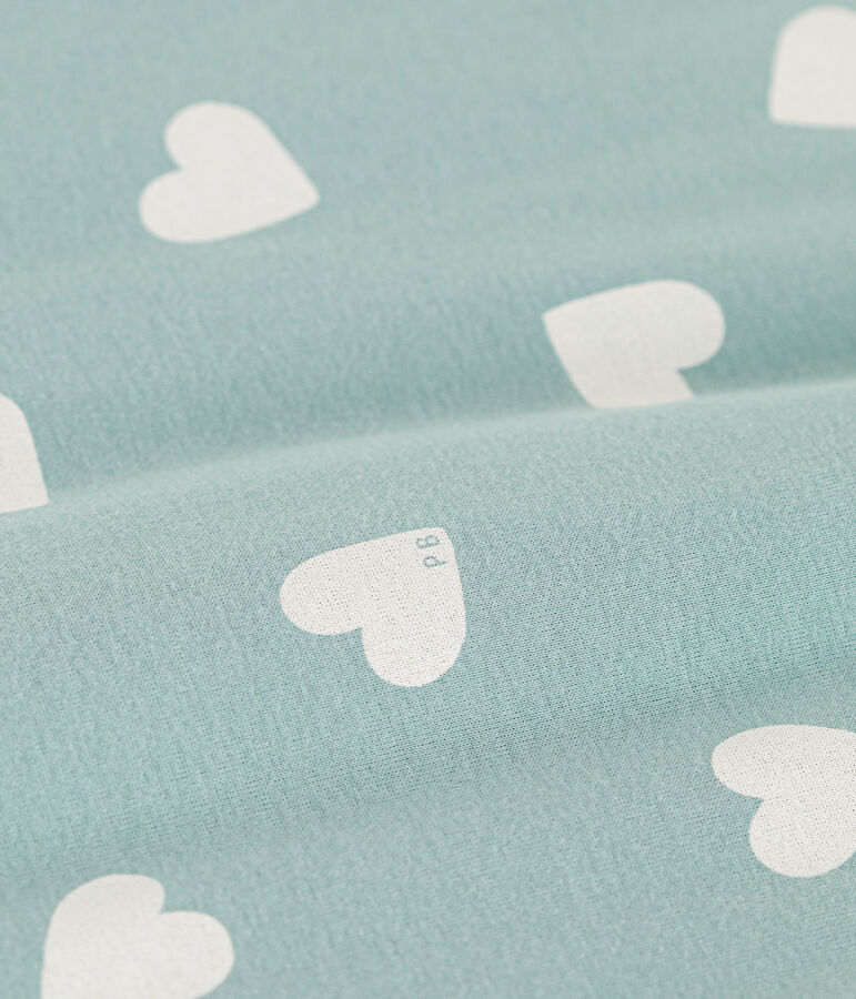 Heart Themed Cotton Sleeping Bag green/ecru