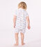 Babies' Paris print cotton playsuit with a collar MARSHMALLOW white/MULTICO white
