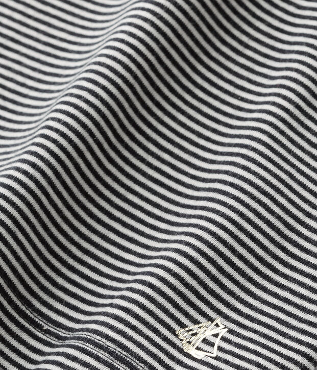 Girls' long-sleeved ribbed T-shirt blue/white