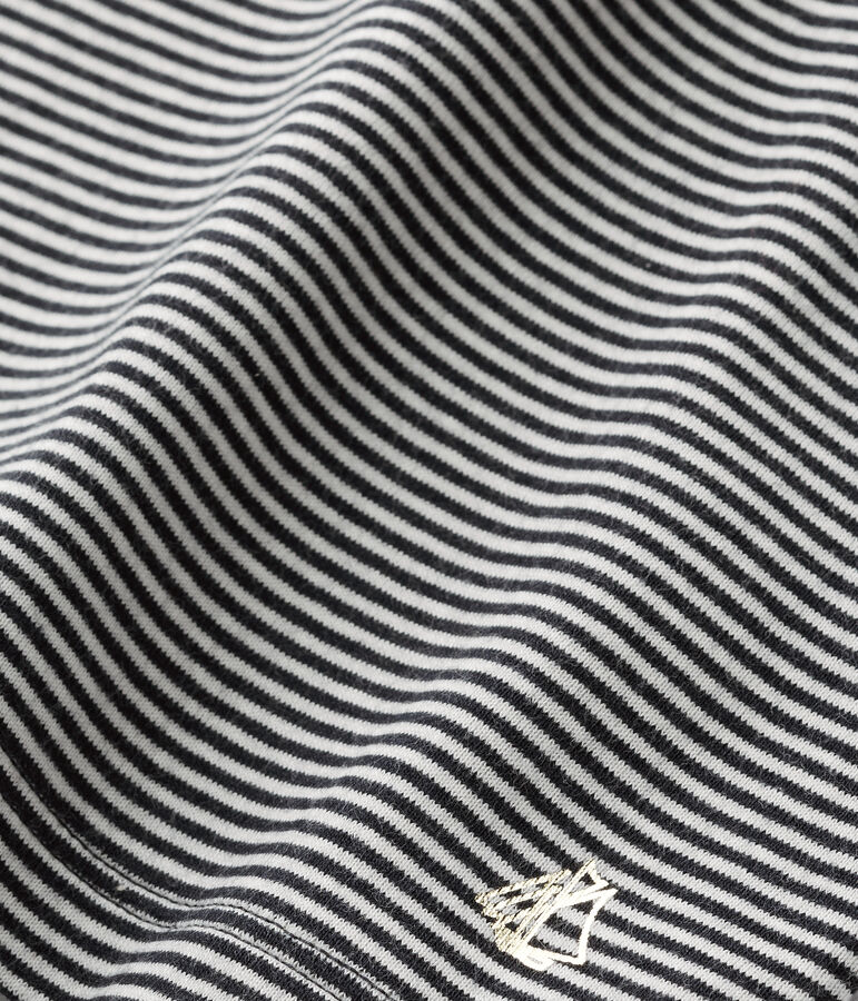 Girls' long-sleeved ribbed T-shirt blue/white