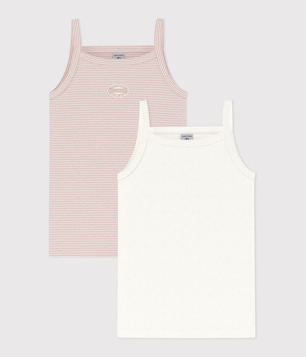 Children's cotton vests with fine straps - 2-pack multicolor