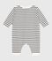 Babies Breton stripe cotton playsuit with a collar MARSHMALLOW white/SMOKING blue