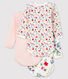 Baby girls' long-sleeved bodysuit - Set of 3