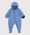 Babies' plain polyester snowsuit blue