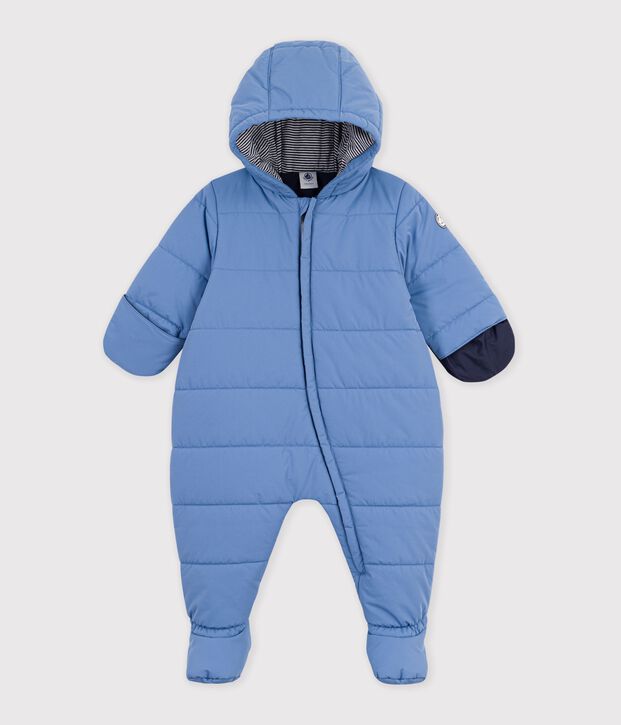 Babies' plain polyester snowsuit blue