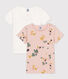 Girls' Short-sleeved Floral Cotton T-Shirt - 2-Pack
