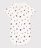 Babies' short-sleeved cotton body with a boat print MARSHMALLOW white/MULTICO white