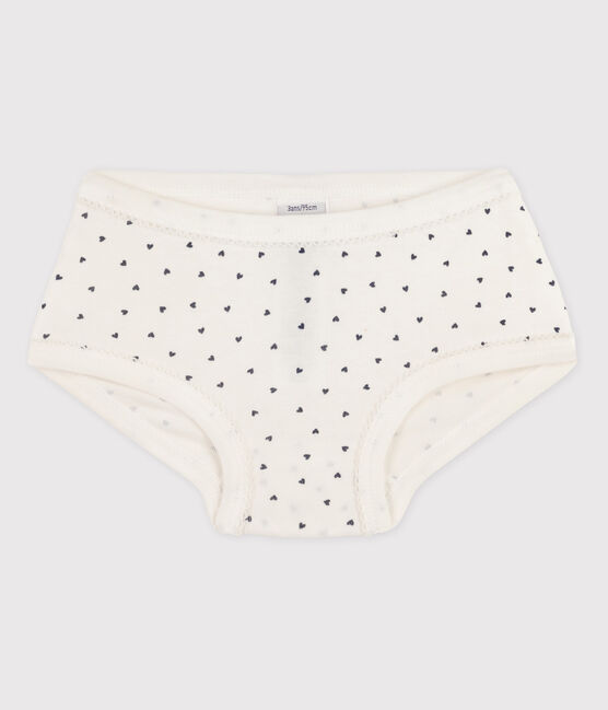 Girls' Cotton Briefs MARSHMALLOW white/MEDIEVAL CN blue