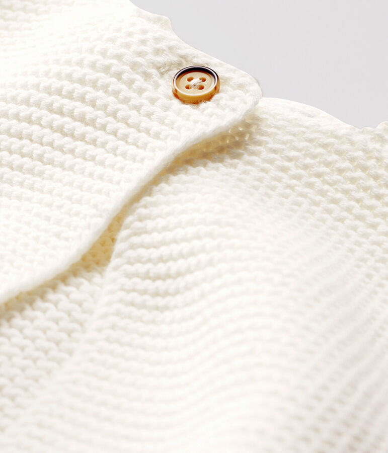 Babies' Organic Cotton Knitted Cardigan MARSHMALLOW white
