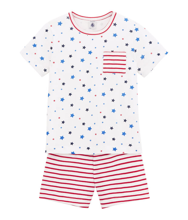 Boy's print and striped shortie pyjamas white/multicolor