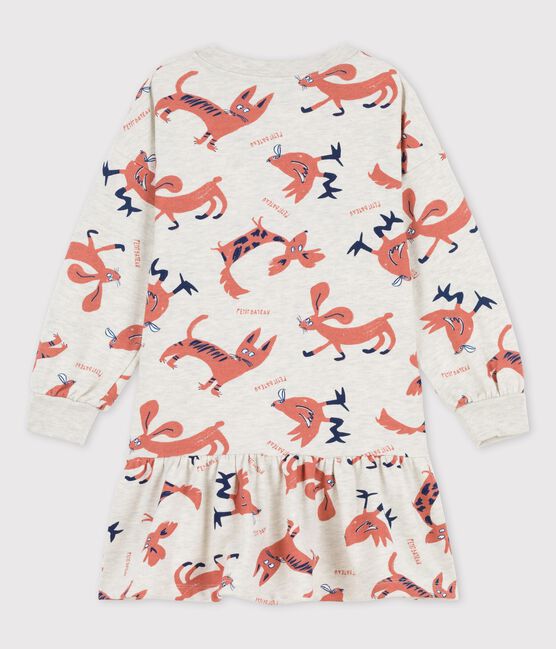 Girls' Long-Sleeved Fleece Dress MONTELIMAR beige/MULTICO white