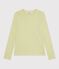 Women's long-sleeved striped cotton T-shirt MOSS green/MARSHMALLOW