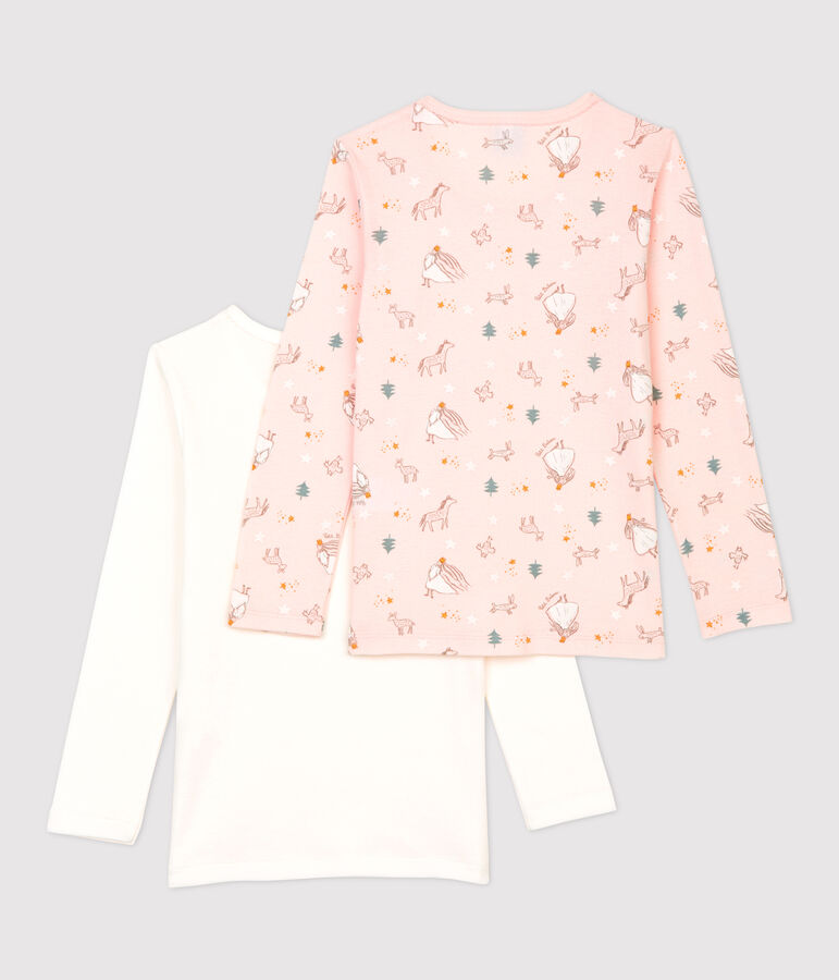 Girls' Princess Print Long-Sleeved Cotton T-Shirts - 2-Pack multicolor