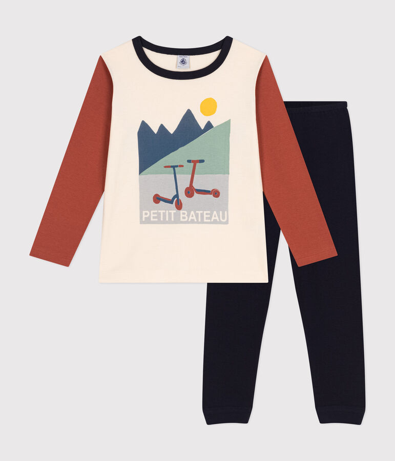 Children's Plain Cotton Scooter Print Pyjamas blue/multicolor