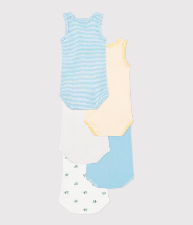 Babies' sleeveless printed cotton bodysuits - 5-Pack multicolor