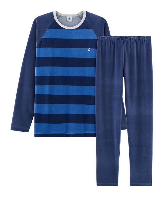 Boys' Velour Pyjamas MEDIEVAL blue/MAJOR blue
