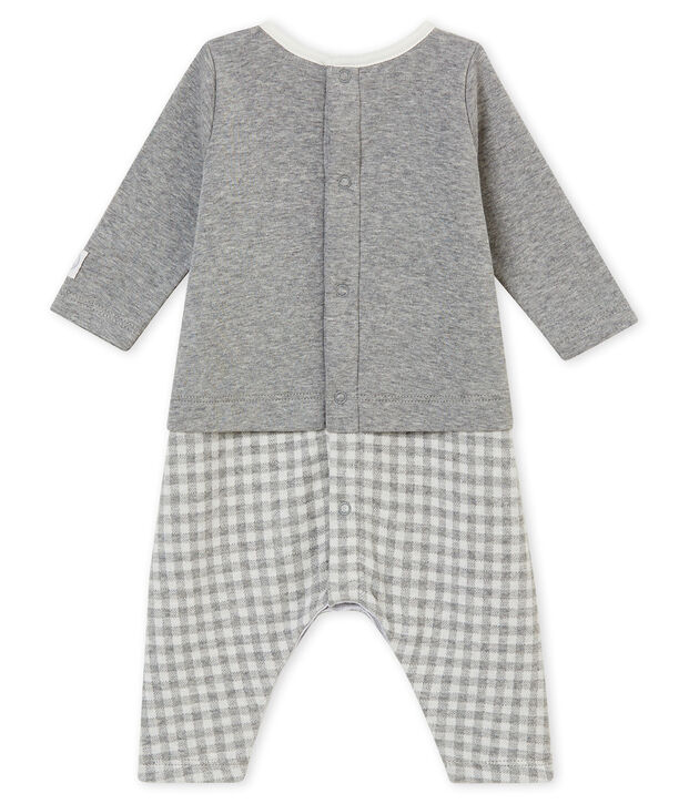 Baby boy's gingham all&bull;in&bull;one grey/white