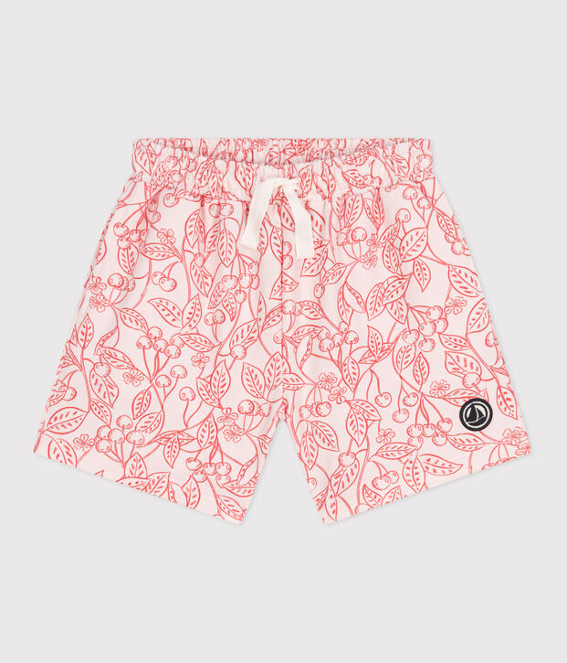 Children's printed cotton shorts pink/red