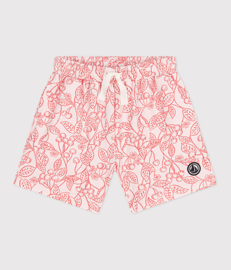 Children's printed cotton shorts pink/red