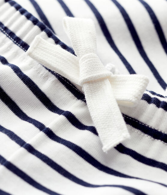 Babies' Unisex Cotton Trousers MARSHMALLOW white/SMOKING blue