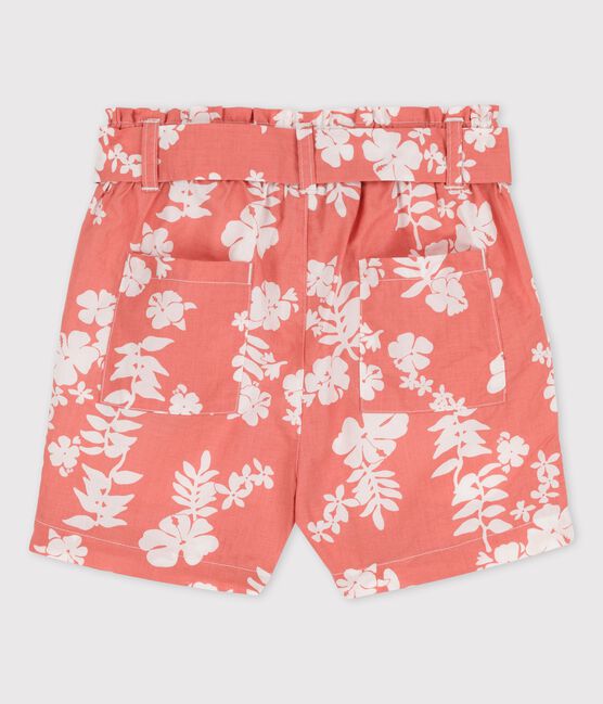 Girls' Gingham Poplin Shorts PAPAYE pink/MARSHMALLOW
