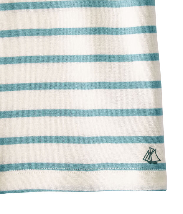 Girl's sailor-striped T-shirt white/green