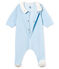 Baby boys' sleepsuit in plain cotton velour FRAICHEUR blue