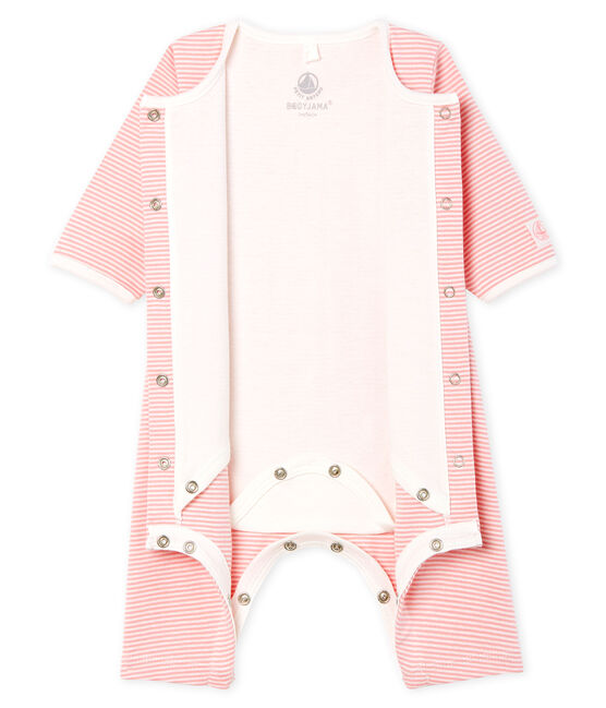 Baby Girls' Footless Ribbed Bodyjama CHARME pink/MARSHMALLOW white