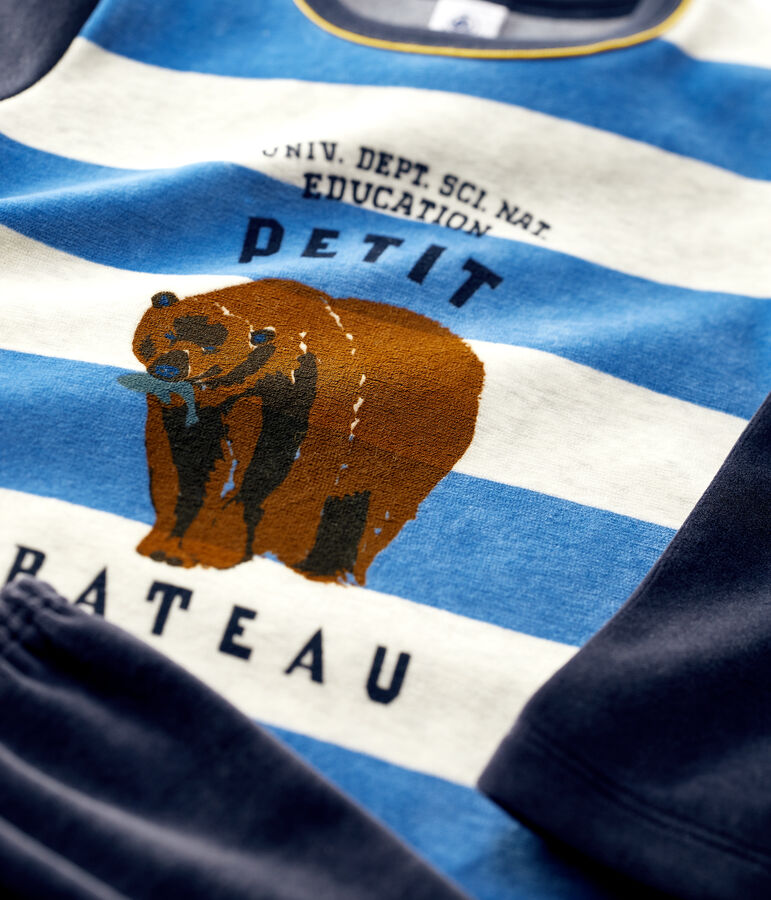 Boys' Striped Velour Pyjamas blue/multicolor