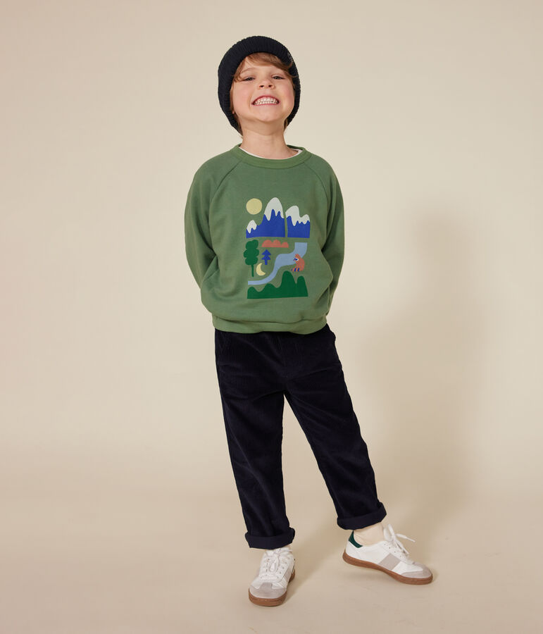 Boys' fleece sweatshirt PALMERAIE green