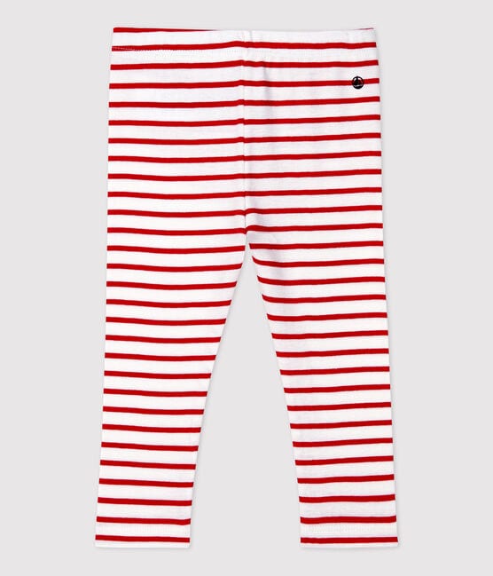 Babies' Cotton Leggings MARSHMALLOW white/TERKUIT red