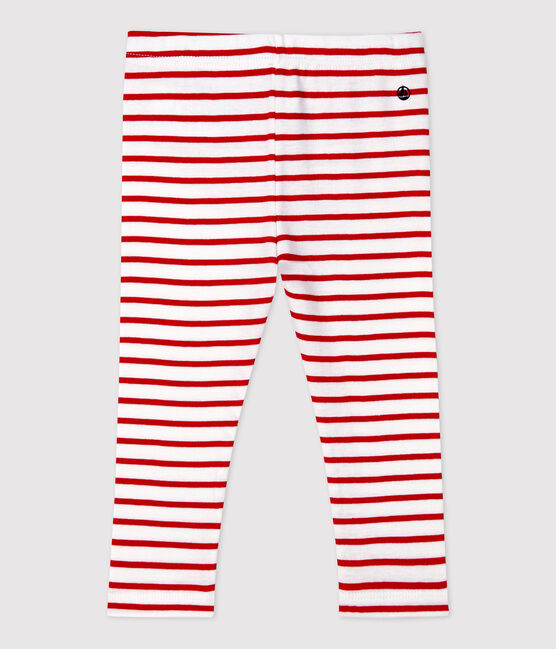 Babies' Cotton Leggings MARSHMALLOW white/TERKUIT red