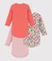 Pack of babies' long-sleeved bodies in cotton printed with flowers multicolor