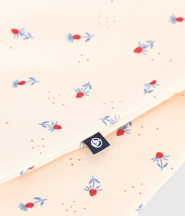 Babies' floral print cotton playsuit with a collar Ecru/multicolor