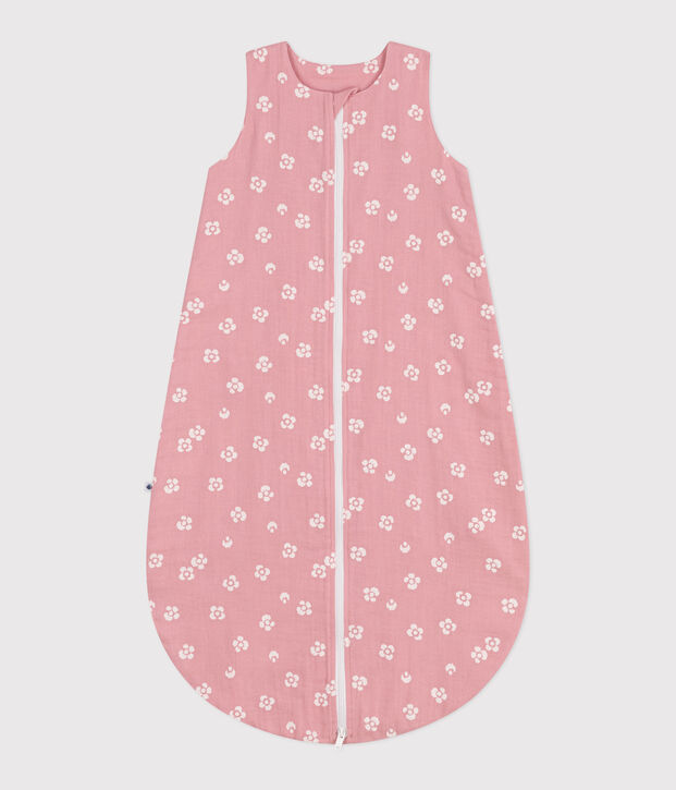 Babies' 1 TOG floral cotton sleeping bag pink/white