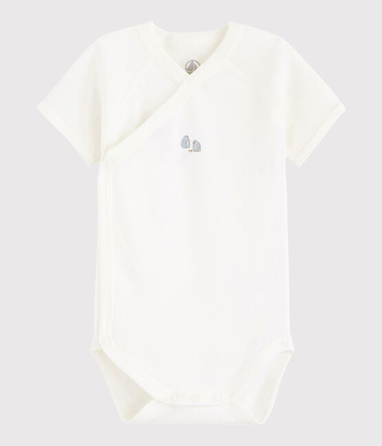 Unisex Babies' Short-Sleeved Wrapover Bodysuit MARSHMALLOW white