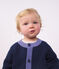 Babies' jaquard heart pattern cardigan knitted in wool and cotton blue/multicolor