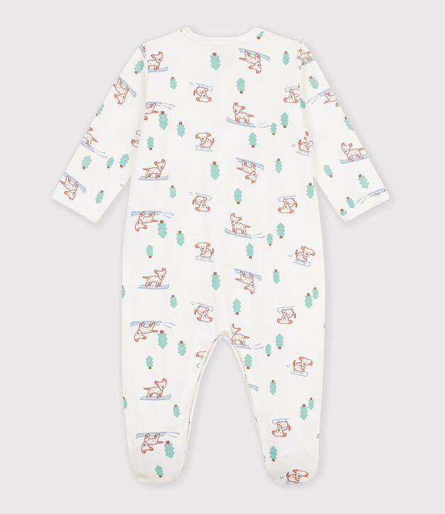 Babies' dog print fleece pyjamas white/multicolor