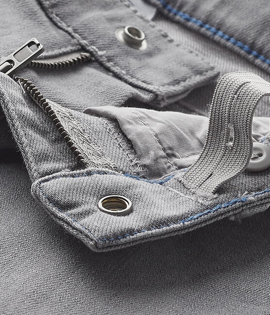 Girls' skinny trousers in stretch denim Gris grey