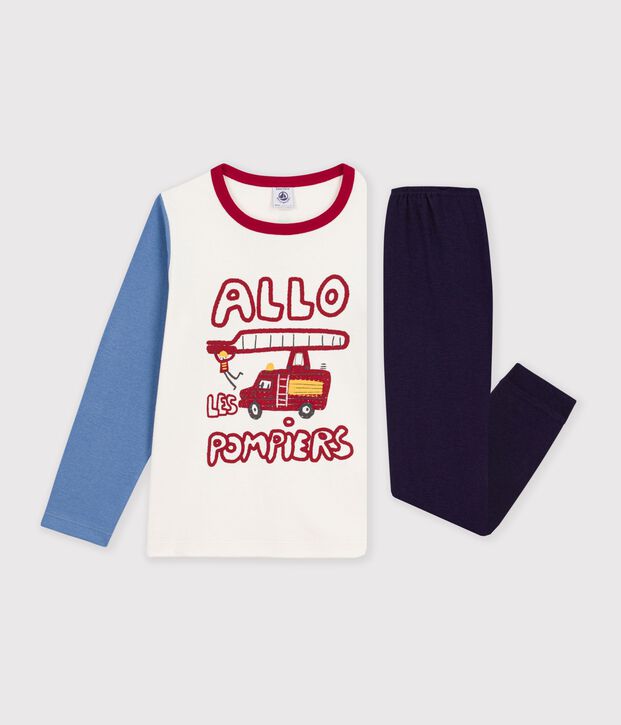Children's firefighter design cotton pyjamas. blue/multicolor