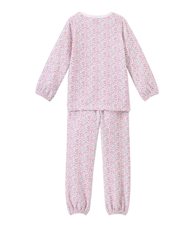 Girl's print velour pyjamas white/multicolor