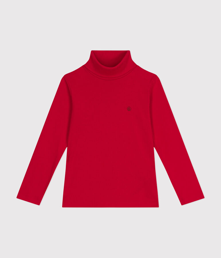 Cotton roll neck top for girls or boys red